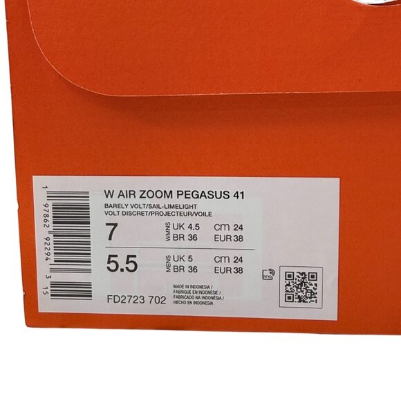 Nike Air Zoom Pegasus 41 Women’s Size 7 Barely Volt Sail Limelight New - Picture 9 of 11